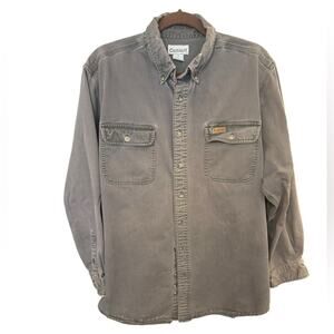 Carhartt Distressed Gray Big and Tall Button-Up Gorpcore Shirt